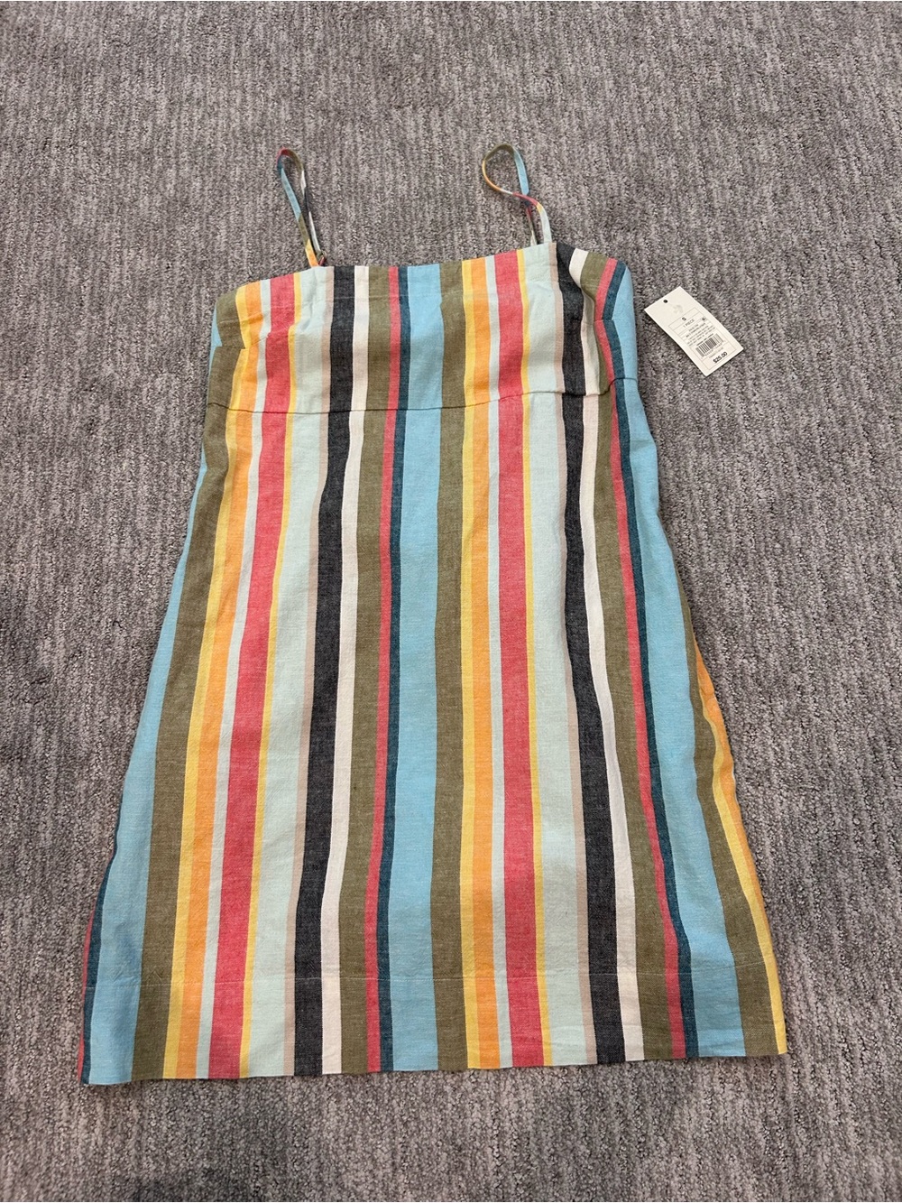 Target Linen Blend Mini Multicolor Stripe Spaghetti Strap Dress